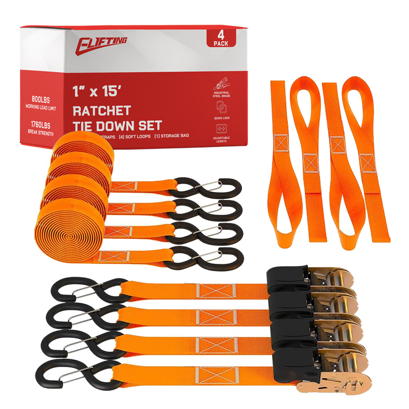 Kit di pareggio a cricchetto da 1 ″ x 15 "con loop morbidi （a 4 pacchetti）