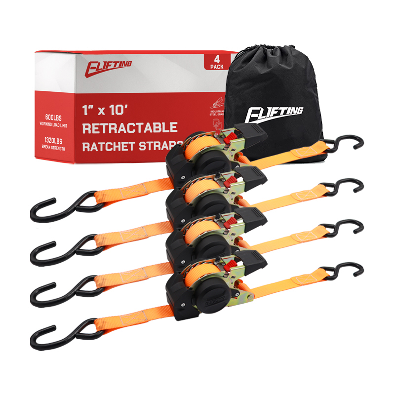Elifting 1 "x 10" cinghie di lega a cricchetto retrattile automatico (4 pacchetti) per proteggere il carico